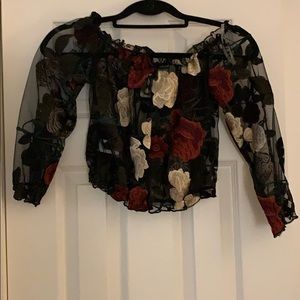 NWOT blueblush Embroidered Crop Top